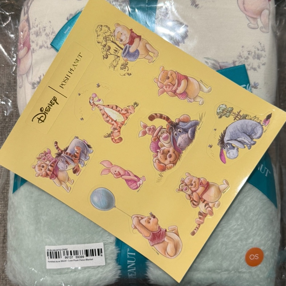 Posh Peanut x Disney Winnie the Pooh Plush Blanket with limited edition stickers